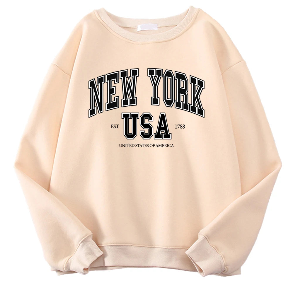 New York Usa Est 1788 Street City Letter Prints Male Sweatshirts Autumn Casual Hoodies Loose Pullovers Crewneck Soft Clothing New York Usa Est 1788 Street City Letter Prints Male Sweatshirts Autumn Casual Hoodies Loose Pullovers Crewneck Soft Clothing